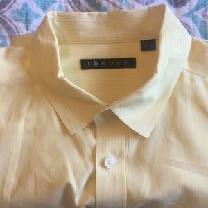 Theory Yellow and White Striped Shirt